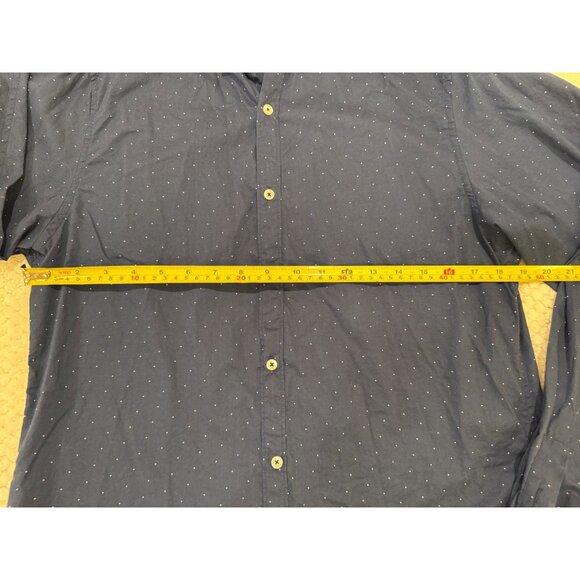 Denim & Flower Ricky Singh Mens Long Sleeve Navy Blue Polka Dot Button-Down Shir - Picture 5 of 7